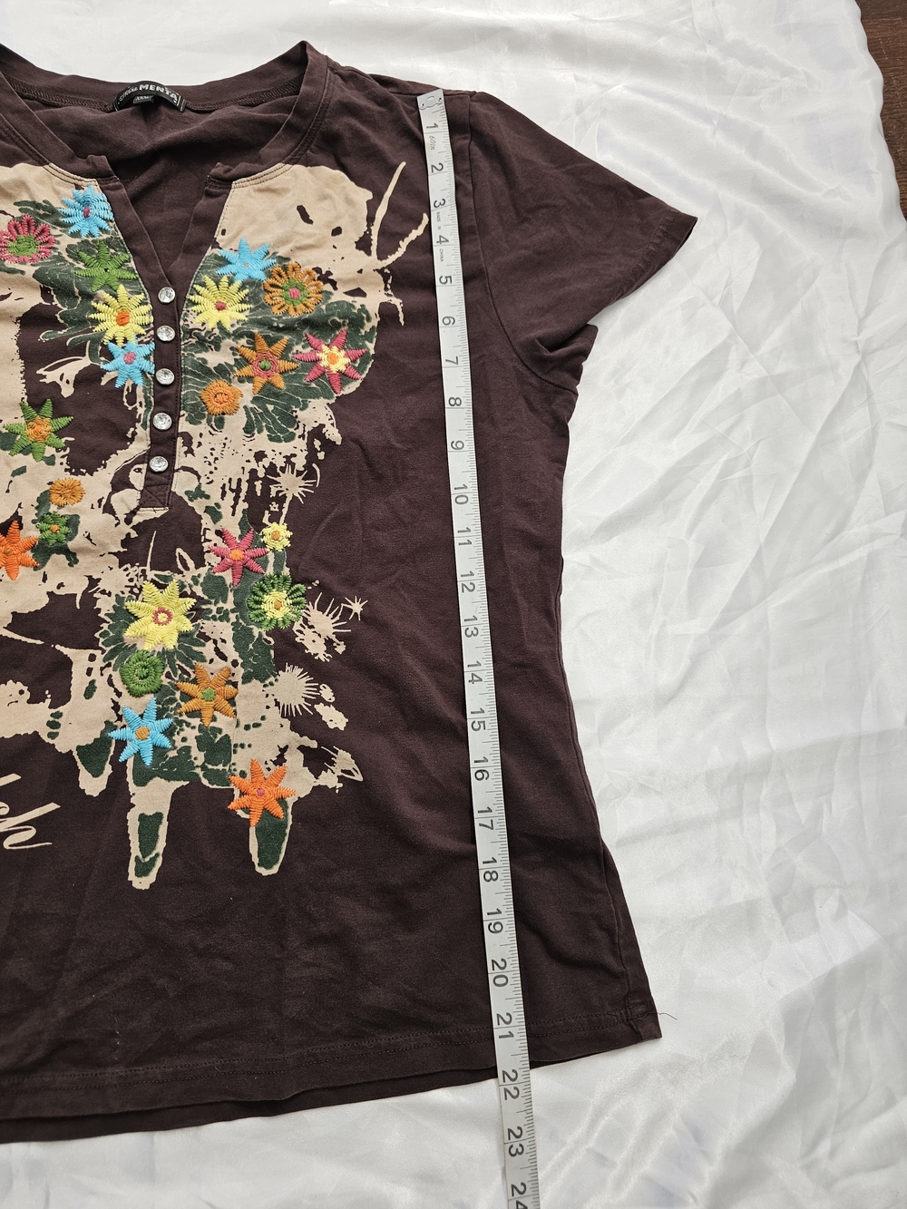 Womens Brown Floral Boho Tee - Picture 5 of 8